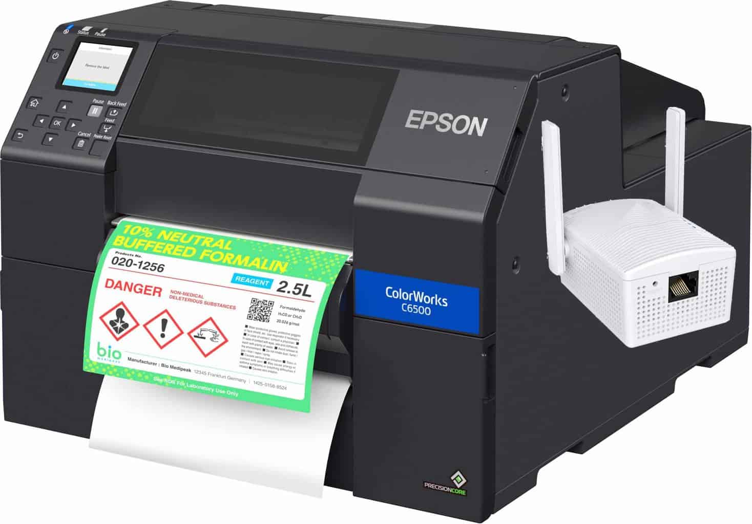 Wireless Bundle Epson ColorWorks CW-C6500P (Gloss) Color Inkjet Label with Peel and Present C31CH77A9971-WB - TCS Digital